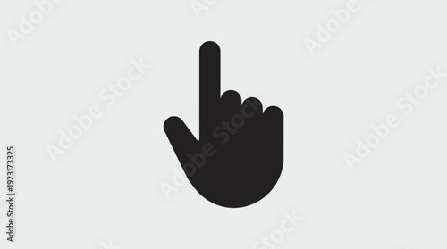 Black hand cursor icon pointing up with index finger isolated on light background, ideal for user interface design, web navigation buttons and interactive digital presentations