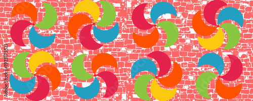 Infographic of overlapping colorful circles, divided into 4 or 5 sections. vector illustration