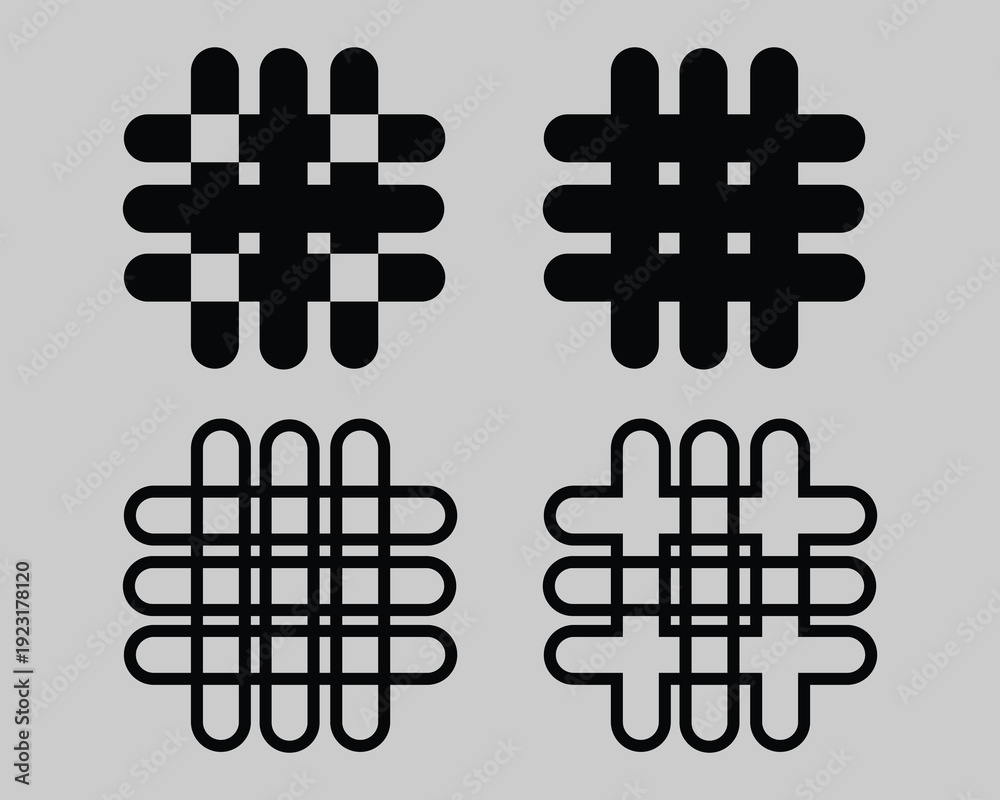 Fototapeta premium Black Hashtag Lattice Vector Icons