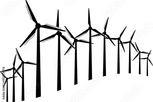 Friendly Power Generation, Clean Sustainable Future, Industrial Landscape, Horizontal Lineup Design