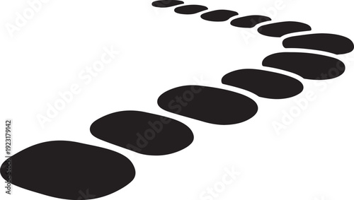 A series of black stepping stones on white background