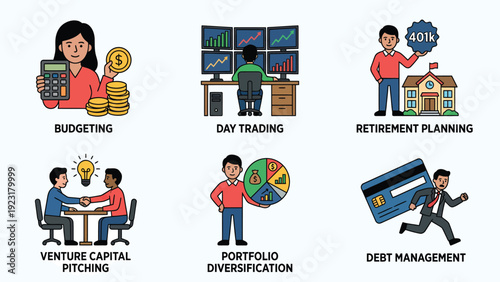 Financial Management & Investment Concepts: Budgeting, Trading, Retirement, Venture Capital, Portfolio Diversification, Debt Management