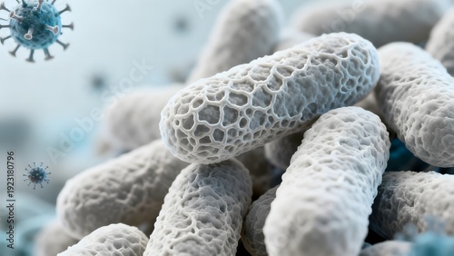 Wallpaper Mural Realistic 3D rendering of rod-shaped bacteria or viruses with textured surfaces Torontodigital.ca