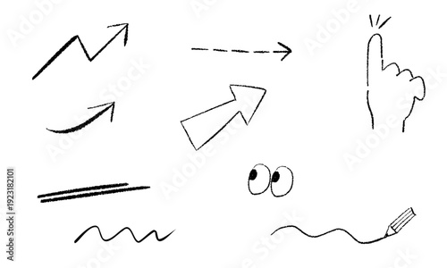 鉛筆で描いたような手描きの強調パーツセット