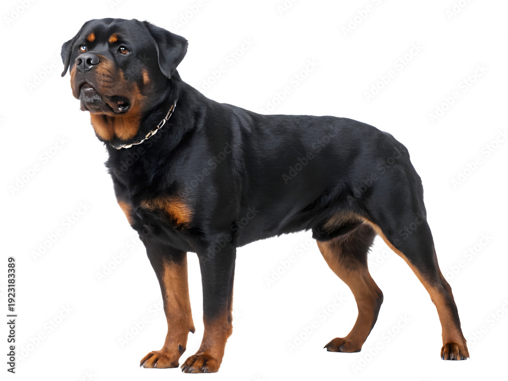 Fototapeta premium rottweiler dog standing on white background