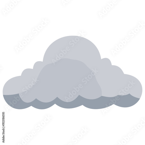 Grey storm cloud with heavy rain perfect for severe weather illustrations, stormy sky designs, dramatic precipitation graphics, and intense atmospheric elements with flat style.