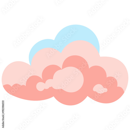 Pink and blue layered fluffy cloud ideal for colorful sky designs, cheerful weather graphics, dreamy backgrounds, soft decorations, and vibrant flat illustration style.