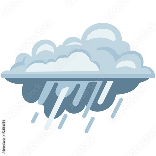Dark grey storm clouds with heavy rain ideal for severe weather illustrations, stormy sky designs, intense precipitation graphics, and dramatic atmospheric elements with flat style.