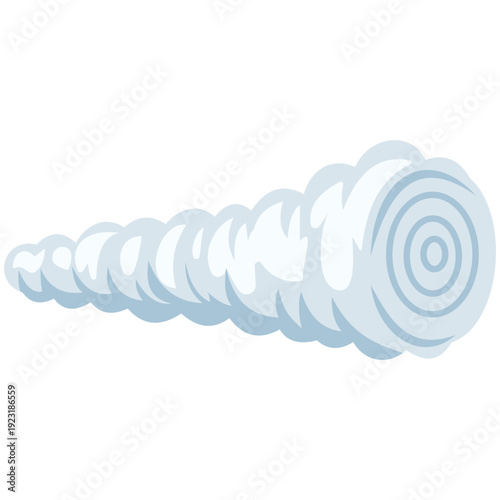 Spiral tornado cloud formation ideal for severe weather graphics, dynamic sky designs, swirling atmospheric elements, dramatic illustrations, and contemporary flat illustration style.