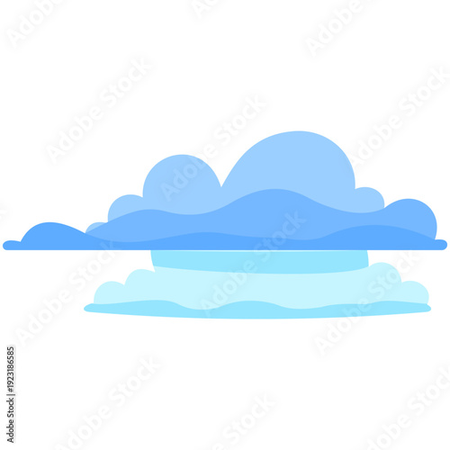 Horizontal layered blue clouds perfect for sky horizons, calm weather graphics, stratified atmospheric designs, peaceful backgrounds, and contemporary flat illustration style.