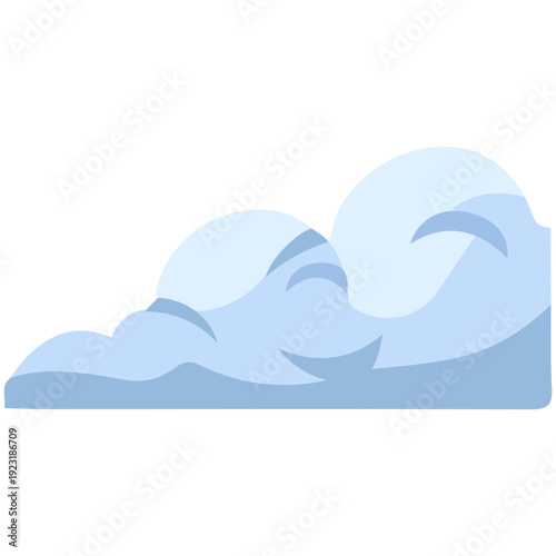 Light blue angled cloud formation ideal for dynamic sky designs, diagonal weather graphics, atmospheric perspectives, modern decorative elements, and contemporary flat illustration style.
