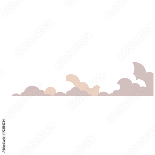 Brown and beige horizontal cloud layer perfect for sunset skies, earthy weather graphics, warm atmospheric designs, and natural horizon elements with muted flat graphic style.