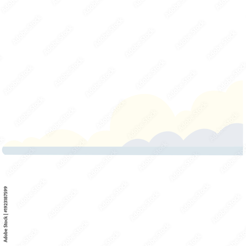 Obraz premium Minimal horizontal cream and grey cloud perfect for subtle backgrounds, faint sky designs, gentle weather graphics, and barely visible atmospheric elements with ultra-light flat style.