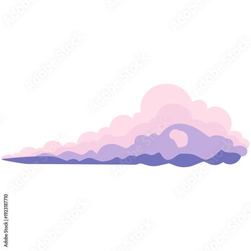 Purple and pink cloud layer perfect for sunset illustrations, romantic designs, sky backgrounds, evening scenes, and colorful decorative elements with soft flat style.