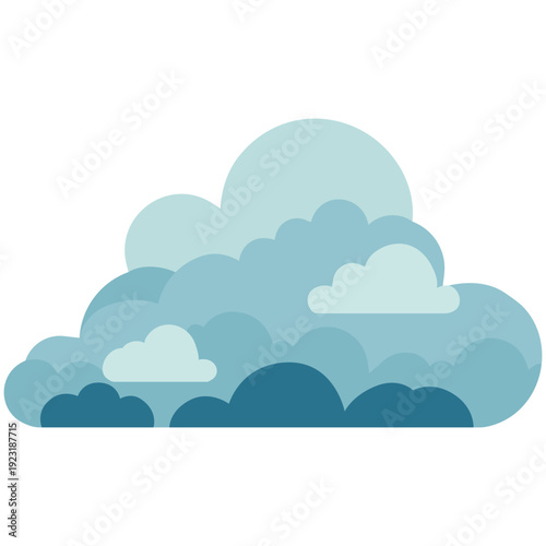 Blue cumulus cloud stack ideal for weather forecasts, sky scenes, meteorological designs, atmospheric illustrations, and educational materials with layered flat graphic style.
