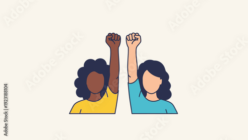 Two Women Raising Fists in Solidarity.