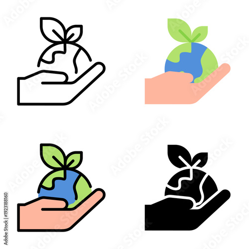 Save the world icon collection of various styles for ecology and environment, Design Branding, Print, and Digital Media