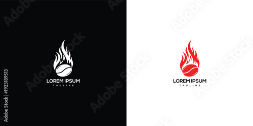 Fiery Coffee Bean Logo - Hot Beverage  Cafe Branding.