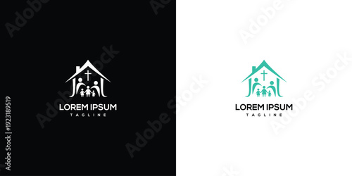 Family Home Logo with Cross - Faith Community Real Estate.