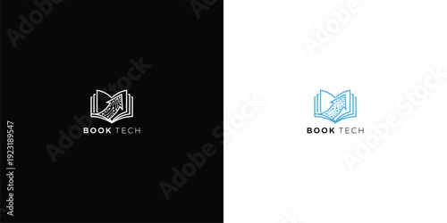 Book Tech Logo Digital Learning and Innovation Symbol.