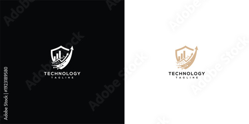 Shield Logo with Growth Chart  Arrow - Tech Security  Finance.