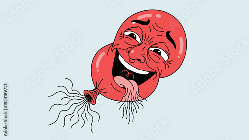 Cartoon Red Onion with Facial Expression.