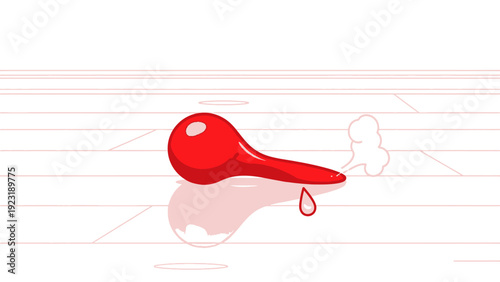 Red Enema Bulb Syringe with Liquid.