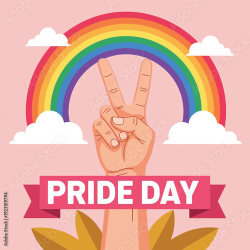 Pride Day Peace Sign Rainbow Celebration