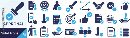 ベクターの承認に関するシルエットアイコンセット
