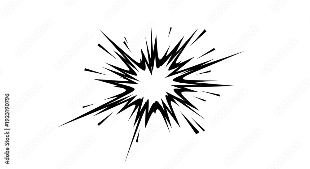 Obraz premium Dynamic explosion effect with sharp black lines radiating outward