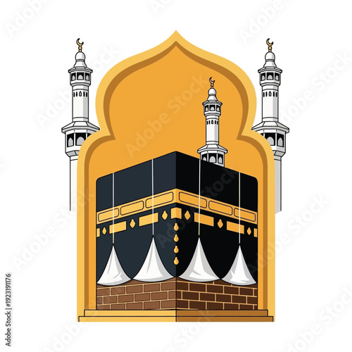 Kaaba Islamic Holy Shrine Flat Illustration