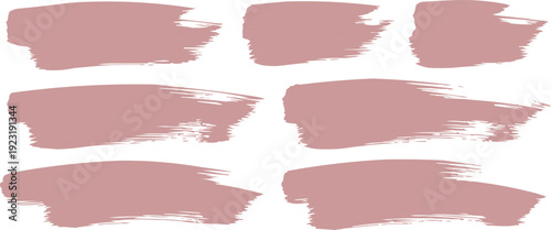 described features a series of seven brush stroke patterns in a light pastel red color arranged in a structured layout.