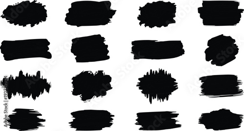  described features sixteen black brush strokes arranged in a four-by-four grid on a white background.