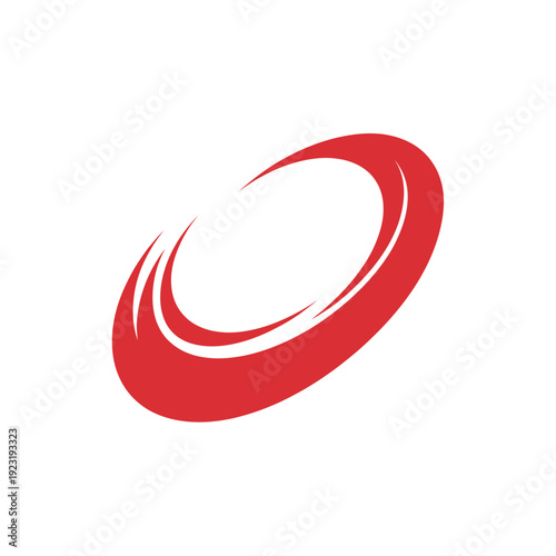 Abstract red swoosh symbol on a white background.