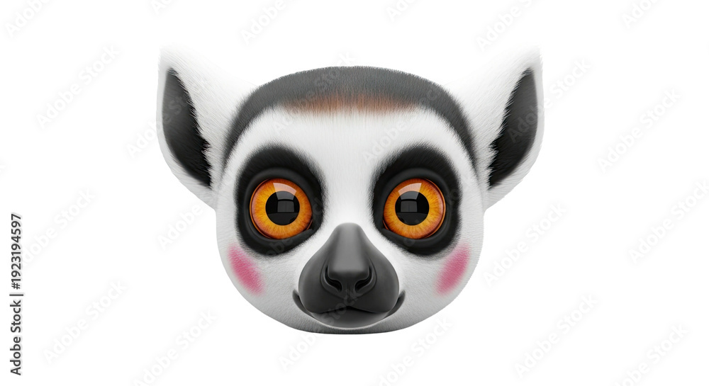 Obraz premium 3D Cartoon Ring-Tailed Lemur Face