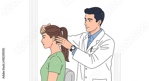 Doctor Examining Patient's Head and Neck in a Clinical Setting
