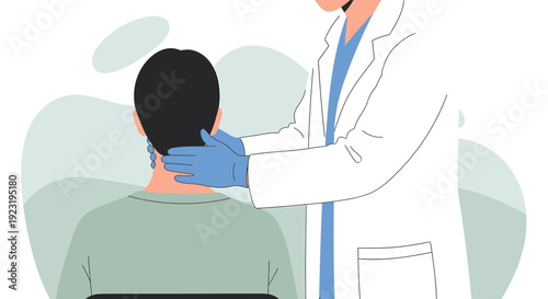 Doctor Examining Patient's Neck in Clinic - Healthcare Medical Examination