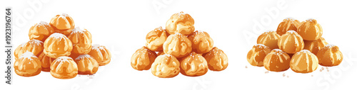 Choux sucrés empilés – Chouquettes – Dessert traditionnel français