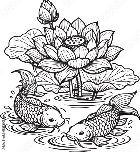 black and white illustration of lily