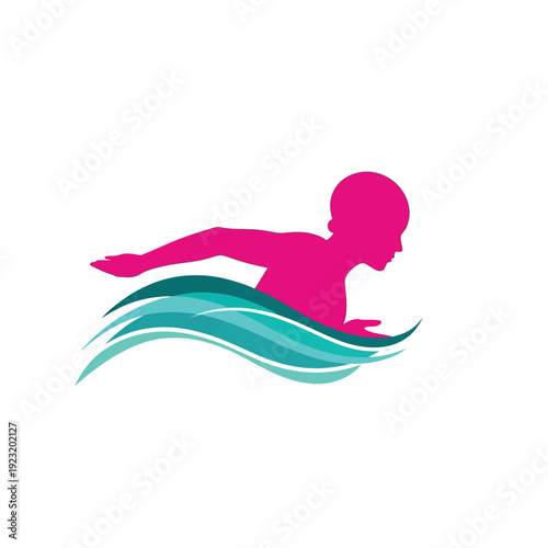 Dynamic Swimmer Silhouette in Water Waves.