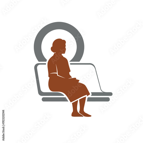 Elderly Woman Patient Awaiting Medical Scan.