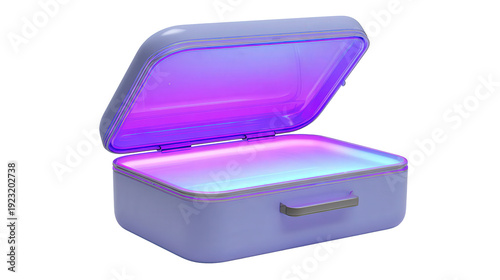 Smart UV sterilizer box with glowing interior background isolated on a Transparent background, PNG file.