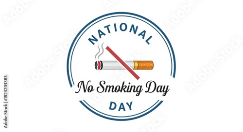 National no smoking day logo with cigarette and red cross symbol on white background