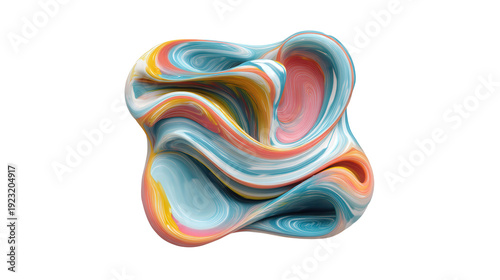 Wallpaper Mural Smooth colorful clay-like 3D sculpted shape background isolated on a Transparent background, PNG file. Torontodigital.ca