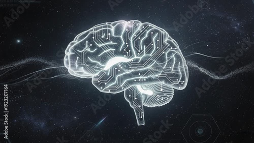 Wallpaper Mural Futuristic digital brain with glowing circuit patterns representing artificial intelligence and neural networks Torontodigital.ca