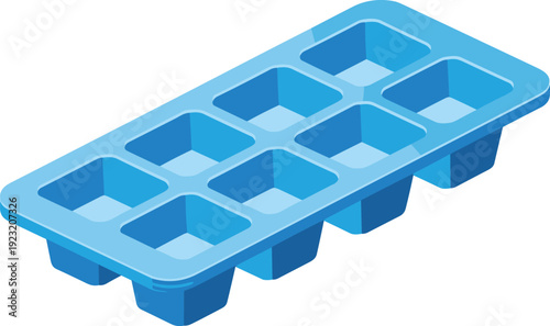 Blue ice cube tray vector on white background.