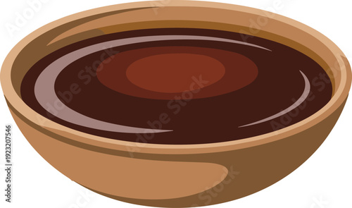 Bowl with sugarcane molasses food vector on white background.