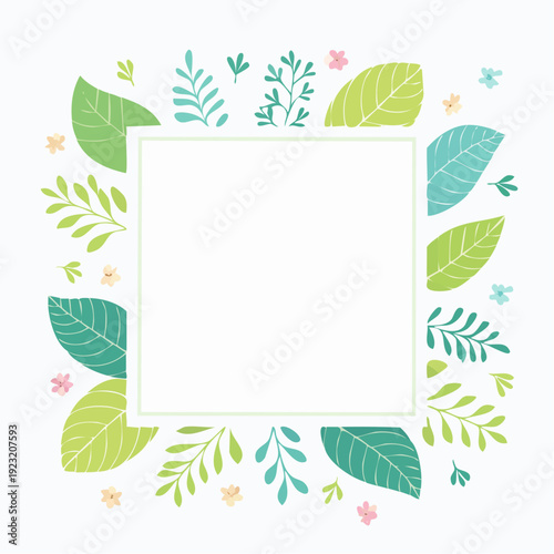 ボタニカル葉っぱ四角形フレーム素材