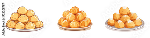 Assortiment de choux sur assiette – Illustration pâtisserie artisanale