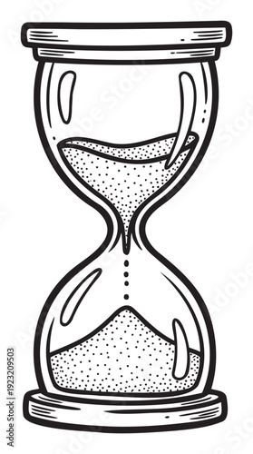 Stylized hourglass measuring precious moments ideal for expressing concepts of history duration or countdowns in various visual projects